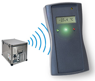Der ZigBee Handheld wird von der Kühlbox über die Temperatur auf dem Laufenden gehalten