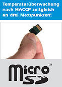 Temperaturüberwachung nach HACCP an 3 Messpunkten, Aufzeichnung der Messdaten auf SD-Card